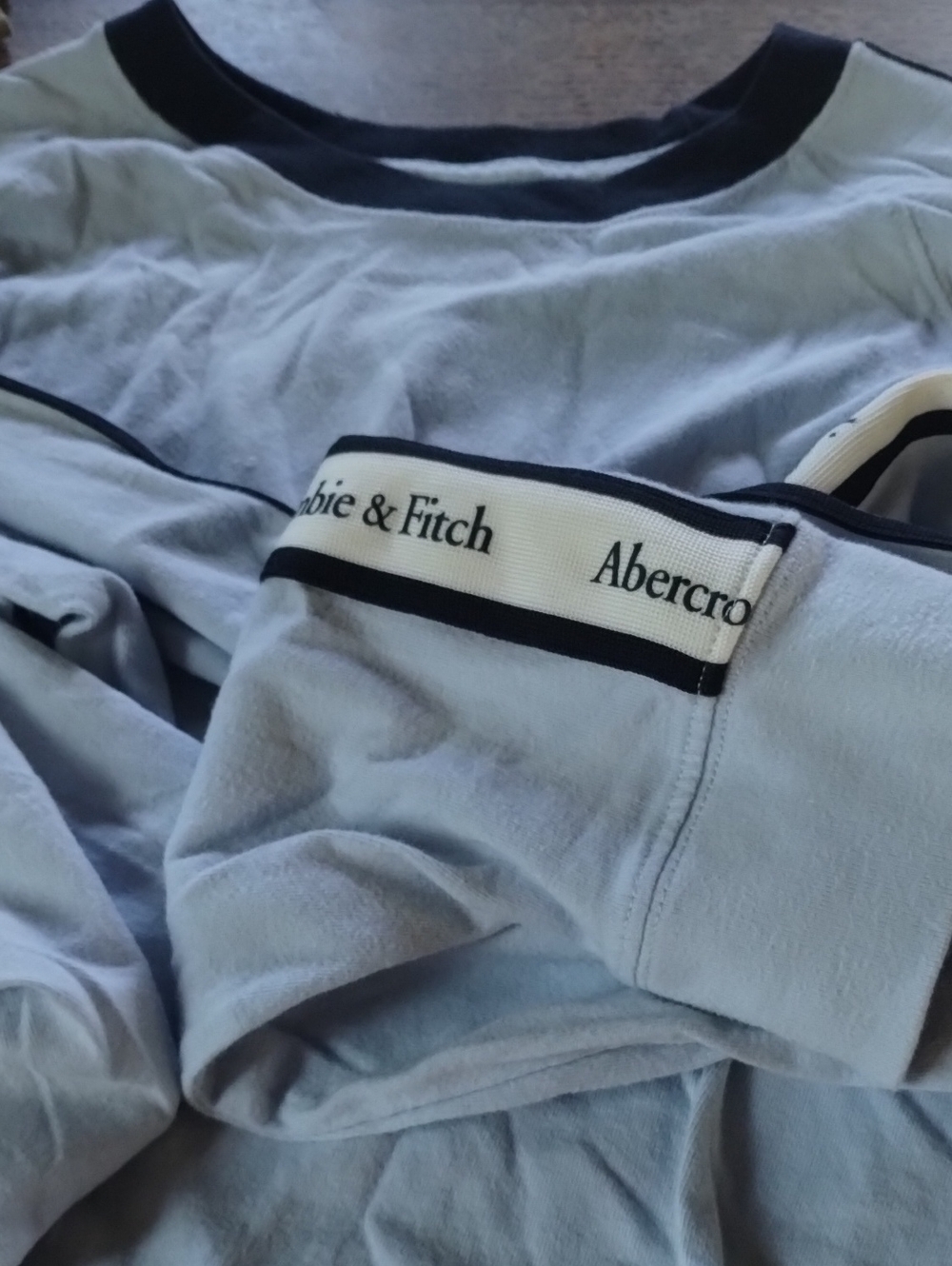 Abercrombie & Fitch Light Blue Men's Top with Black Trim